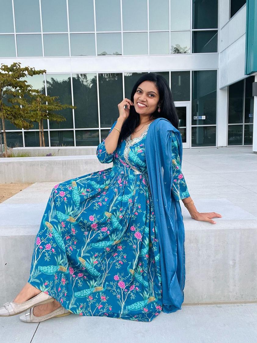 MEHER PEACOCK MUSLIN ANARKALI Ananya Creations MEHER PEACOCK MUSLIN ANARKALI Ananya Creations