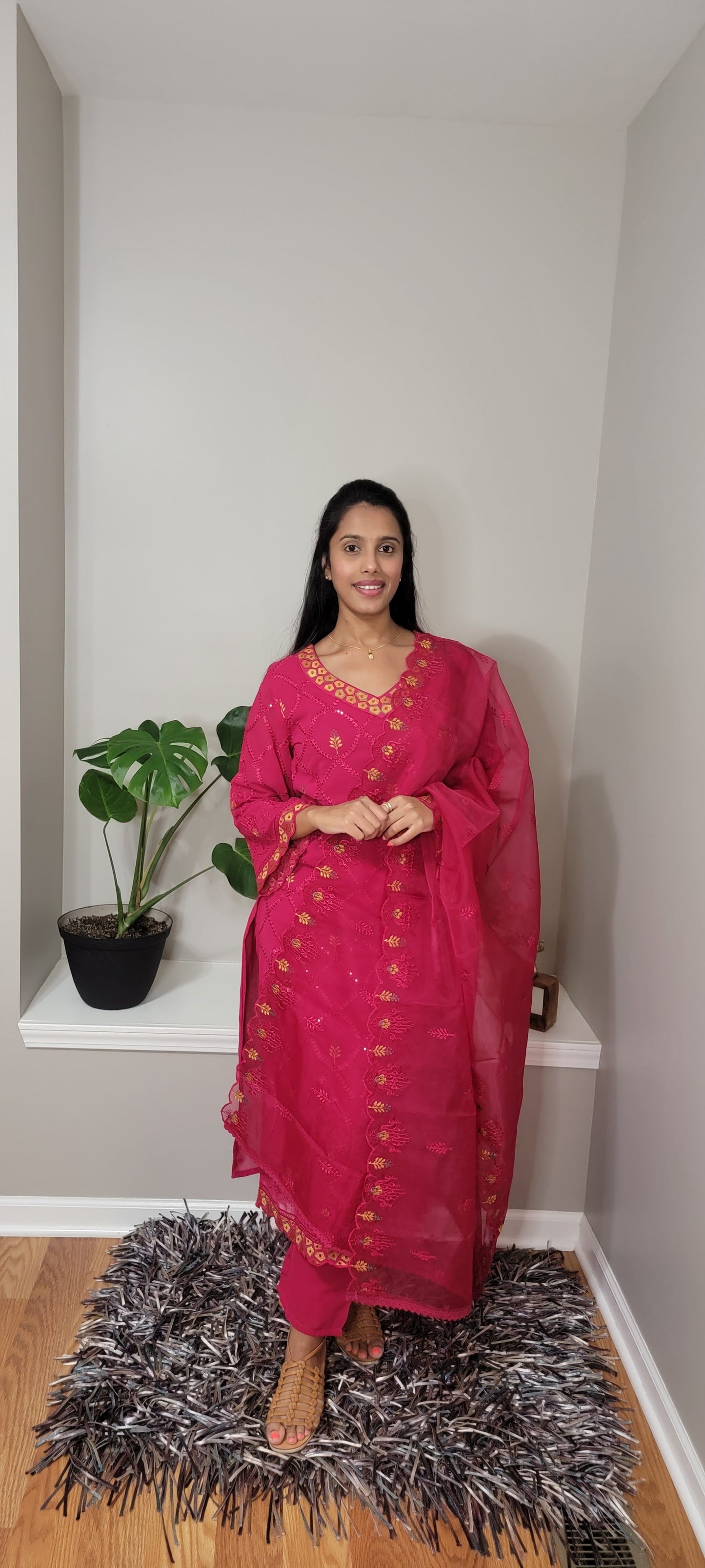 RANI PINK SCHIFFLI GEORGETTE SUIT
