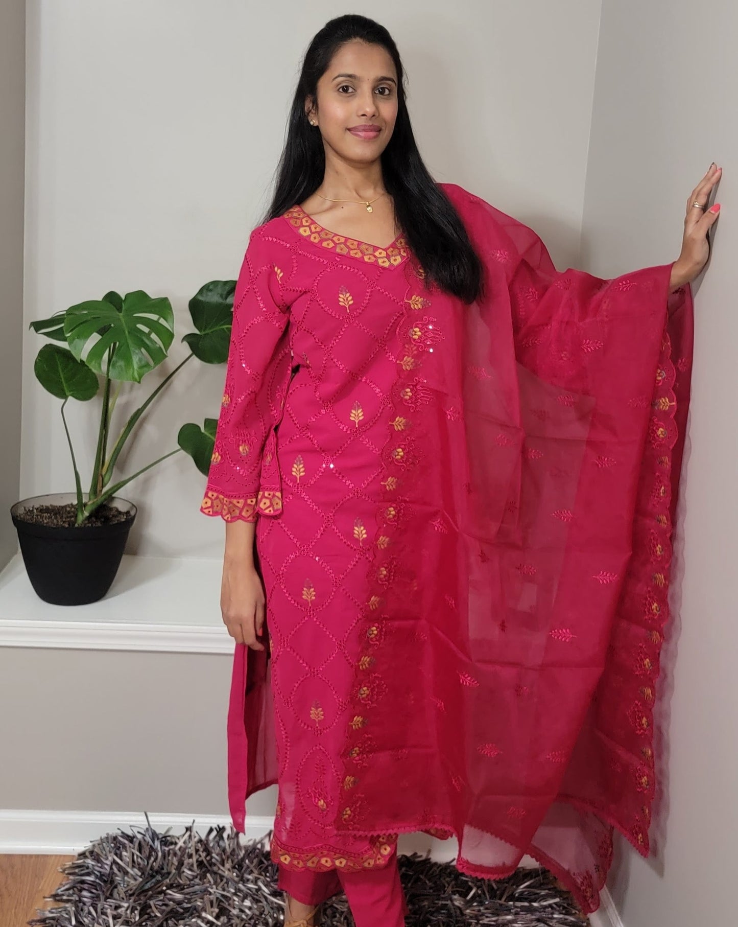 RANI PINK SCHIFFLI GEORGETTE SUIT