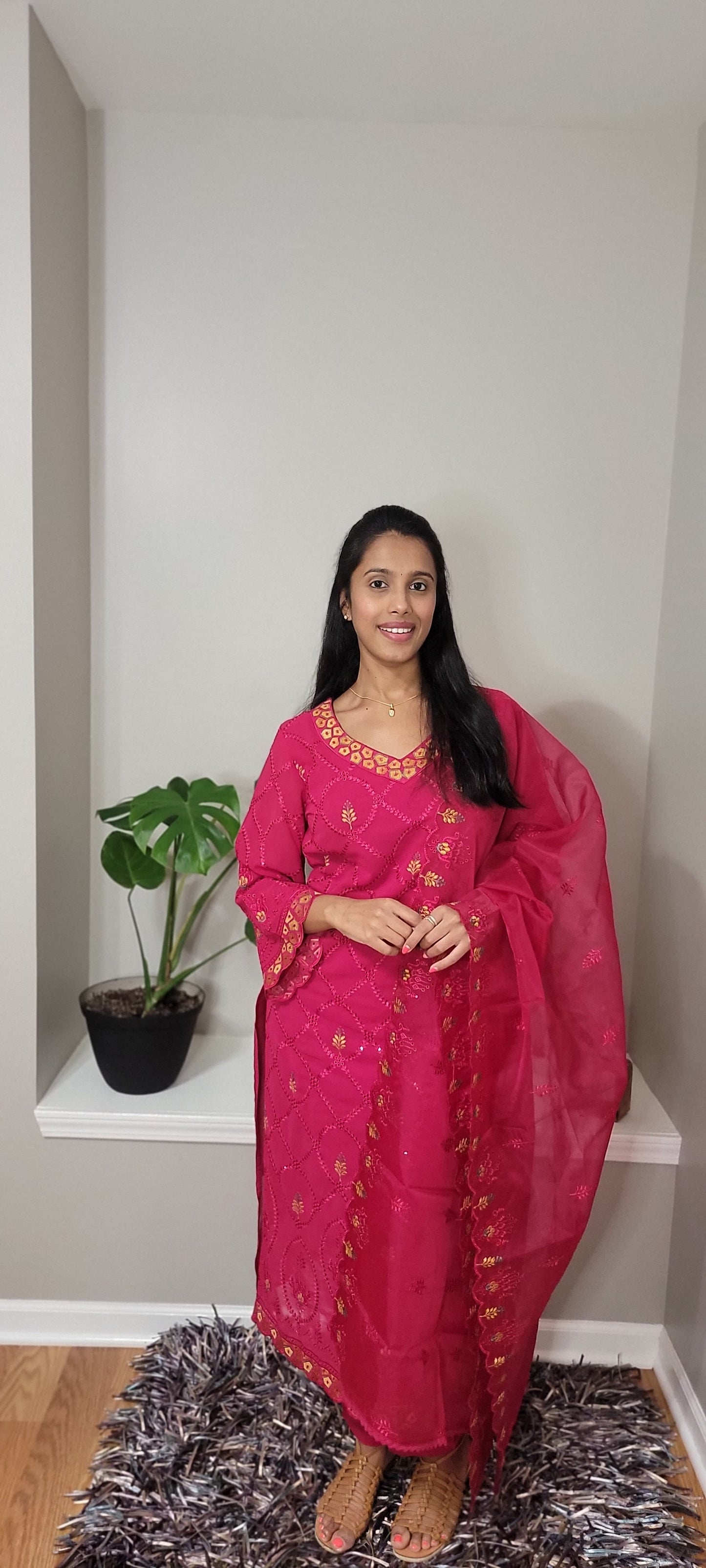 RANI PINK SCHIFFLI GEORGETTE SUIT