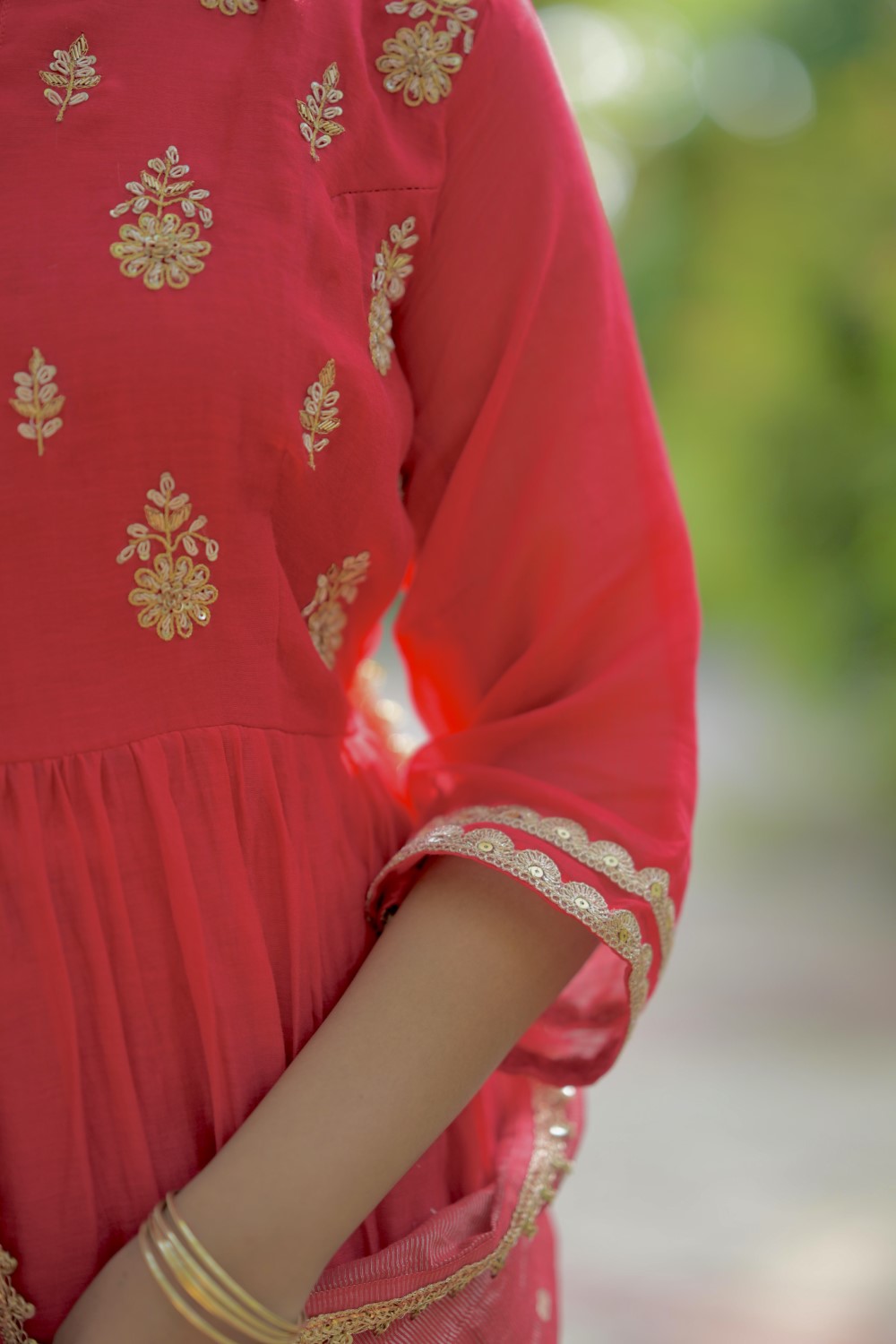 RED MUL CHANDERI SUIT
