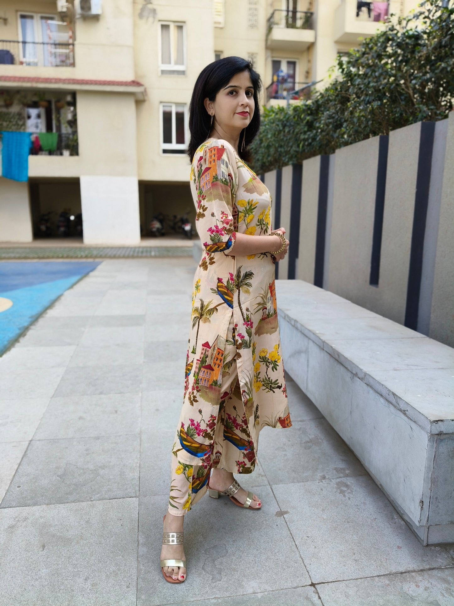 PAKISTANI PRINTED MARBLE CREPE CORD SET