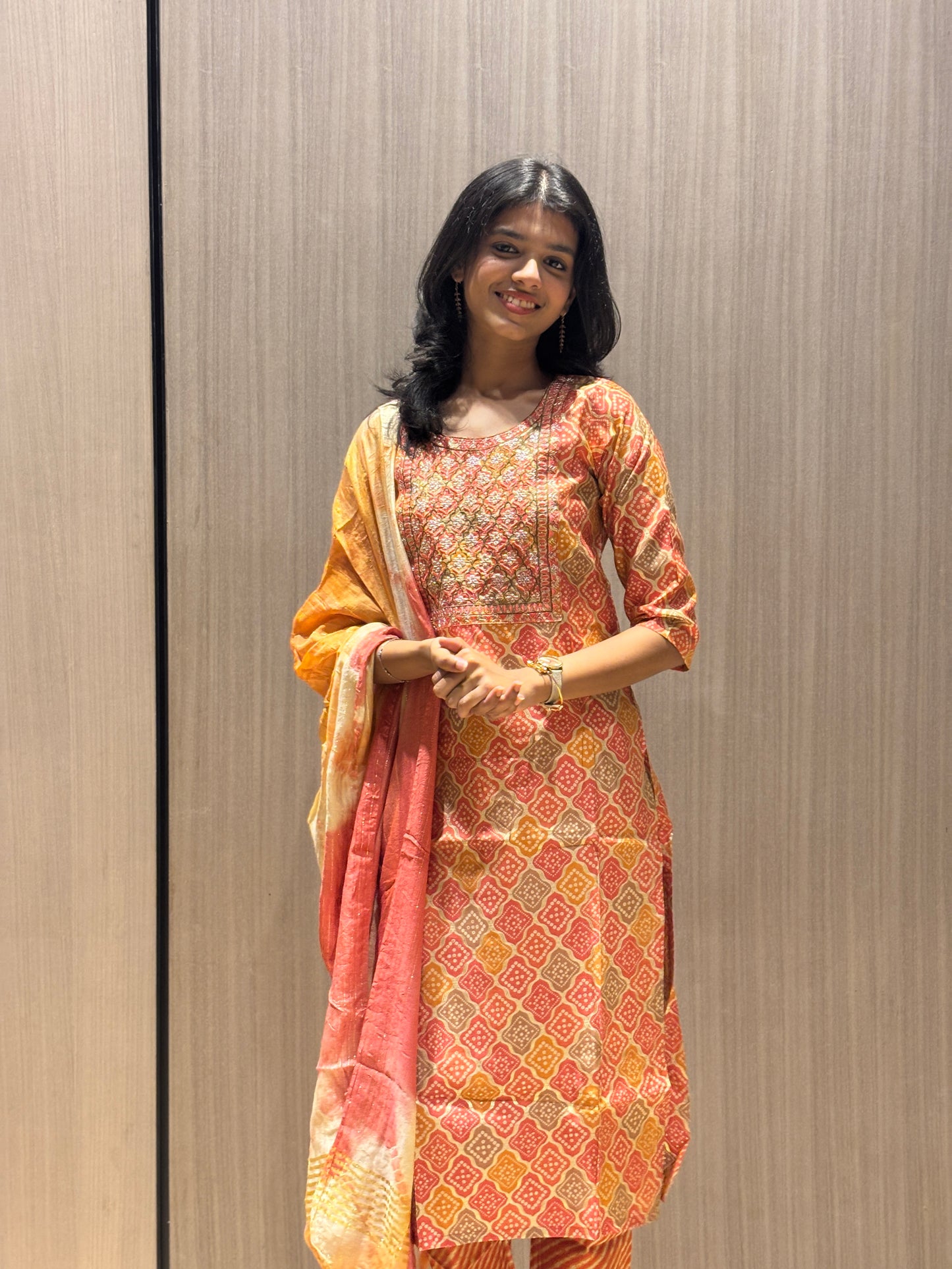 Bandhani Print Kurta Set