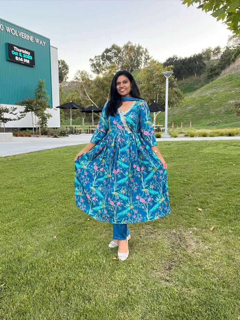 MEHER PEACOCK MUSLIN ANARKALI