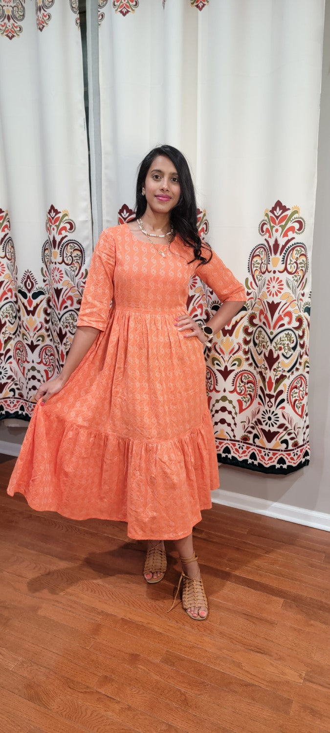 ORANGE THREAD WORK DRESS