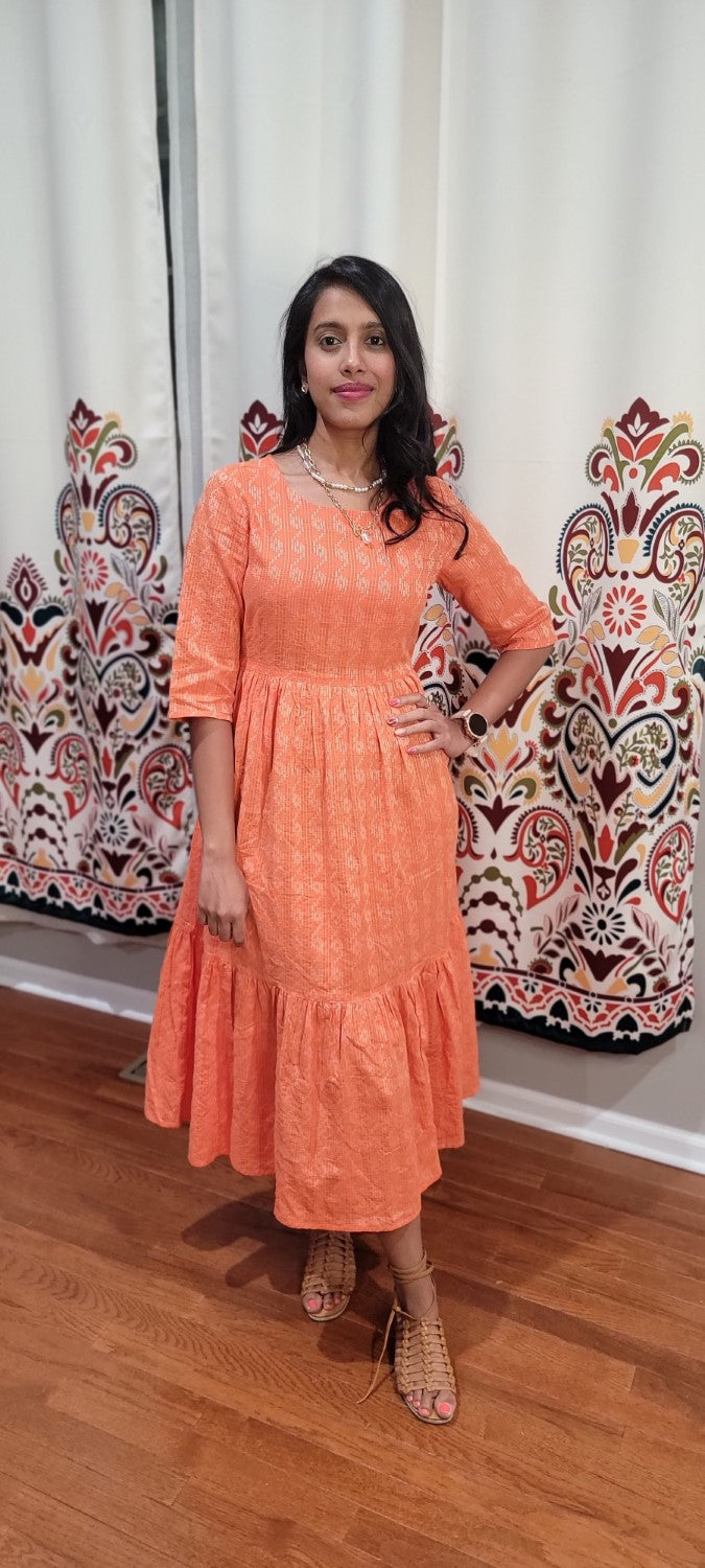 ORANGE THREAD WORK DRESS