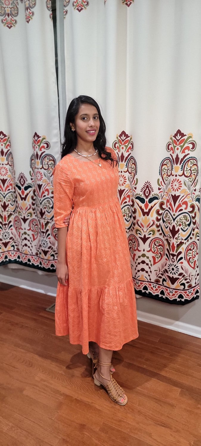 ORANGE THREAD WORK DRESS