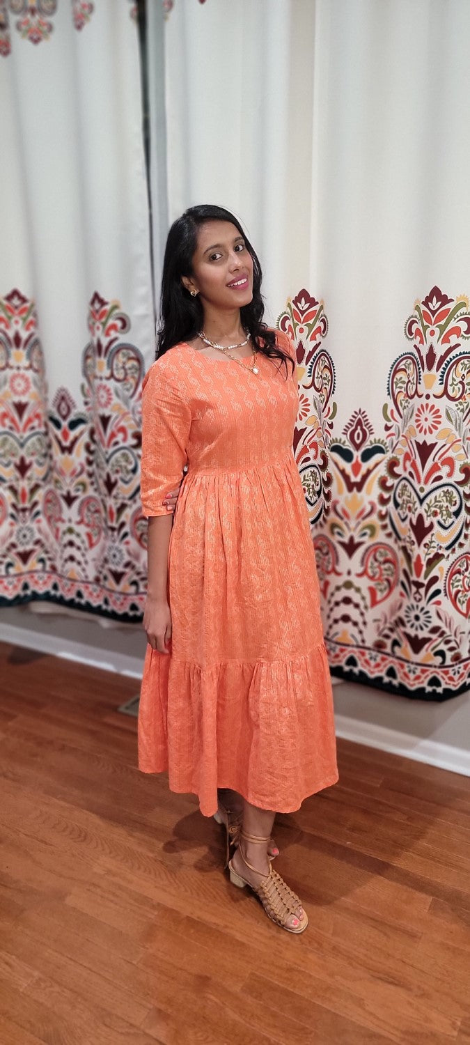 ORANGE THREAD WORK DRESS