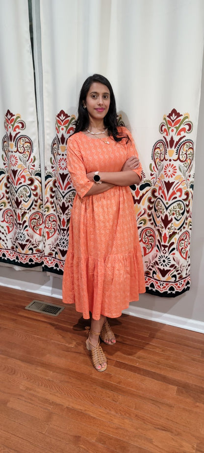 ORANGE THREAD WORK DRESS