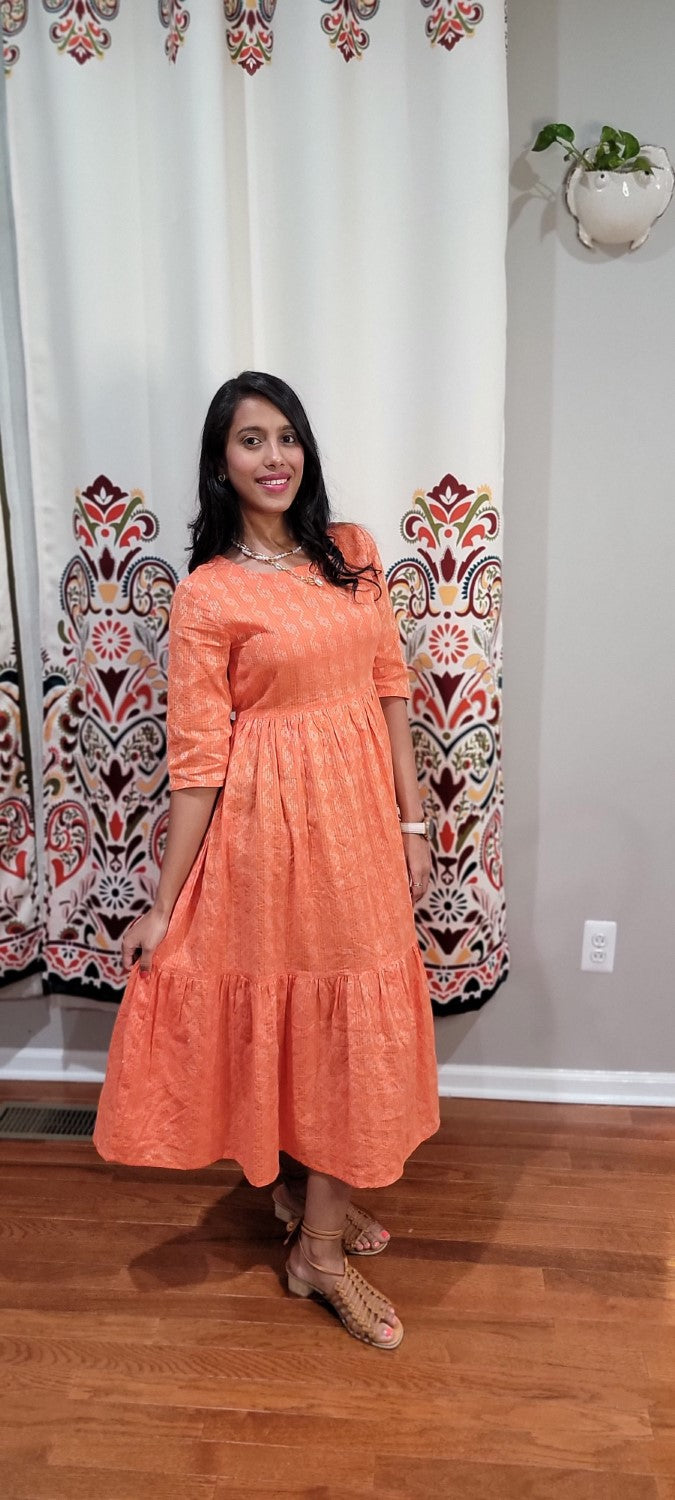 ORANGE THREAD WORK DRESS