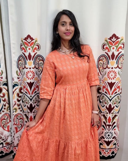 ORANGE THREAD WORK DRESS