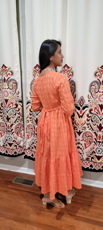 ORANGE THREAD WORK DRESS