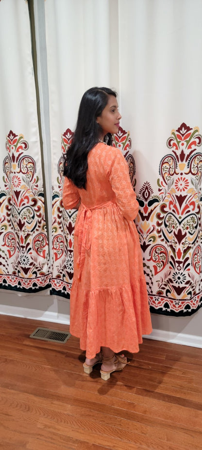 ORANGE THREAD WORK DRESS