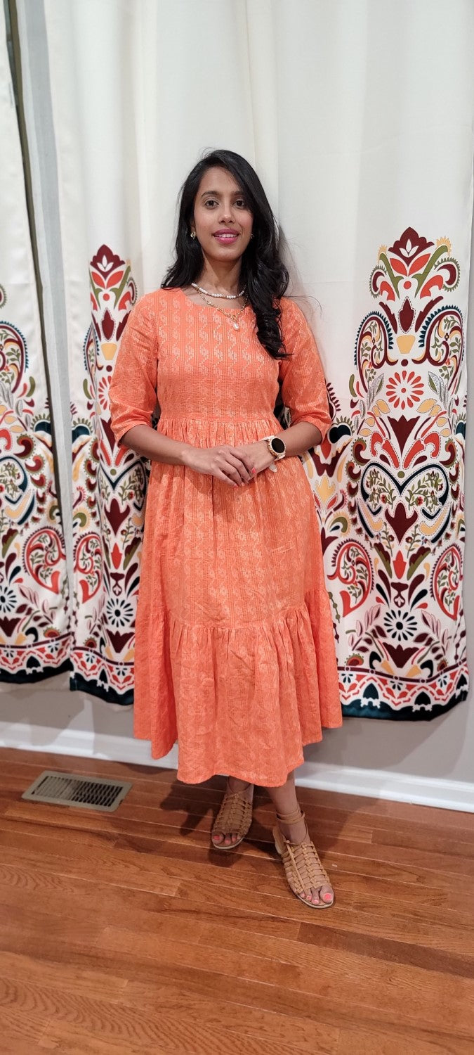 ORANGE THREAD WORK DRESS