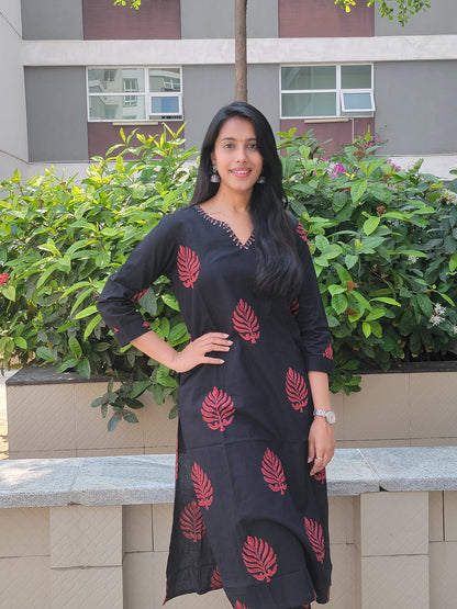 RED & BLACK COTTON SUIT