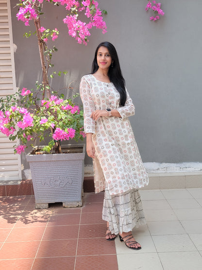 WHITE SHARARA COTTON SUIT