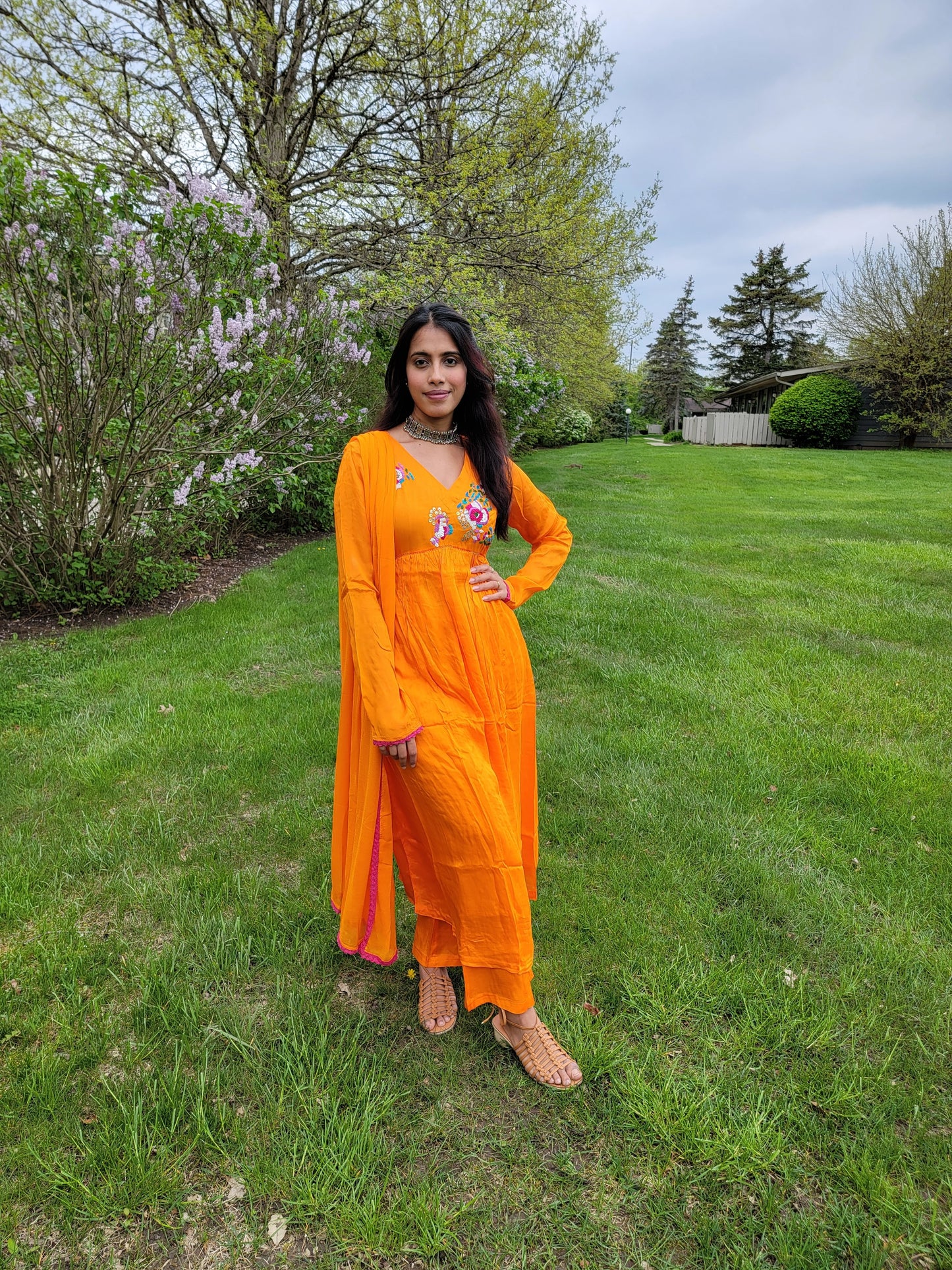 ORANGE CHINNON ANARKALI