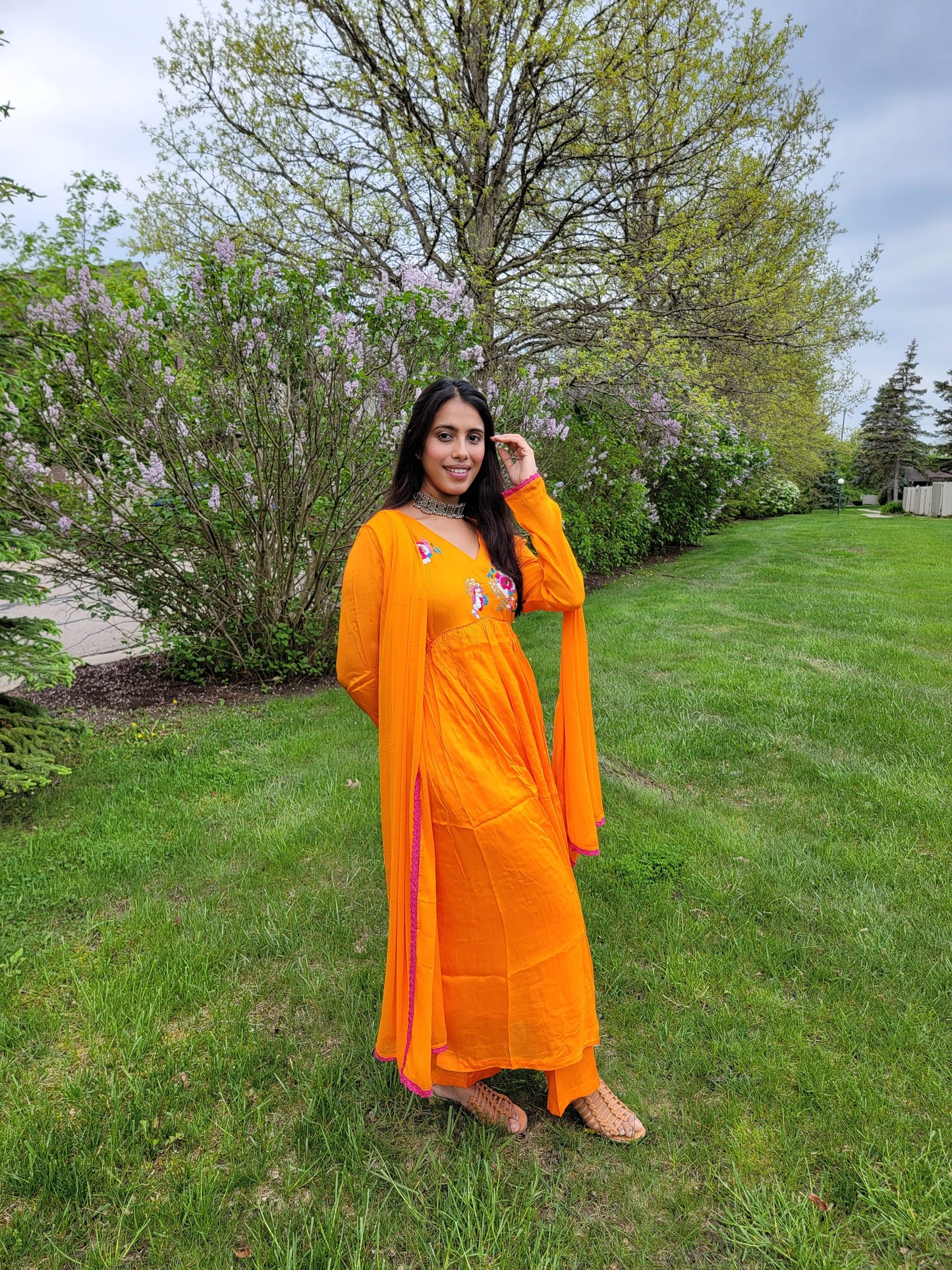 ORANGE CHINNON ANARKALI