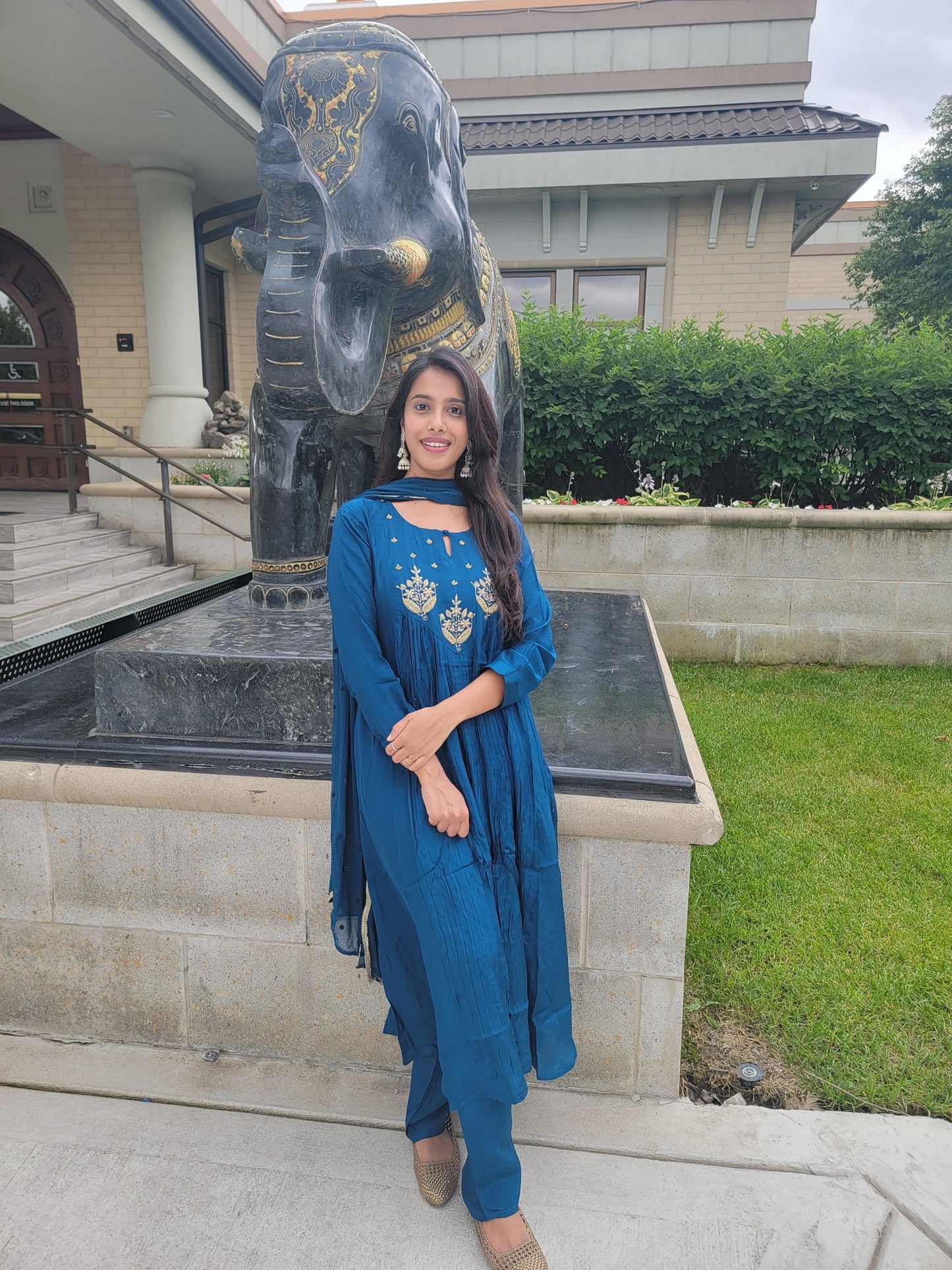 ELECTRIC BLUE MUSLIN ANARKALI