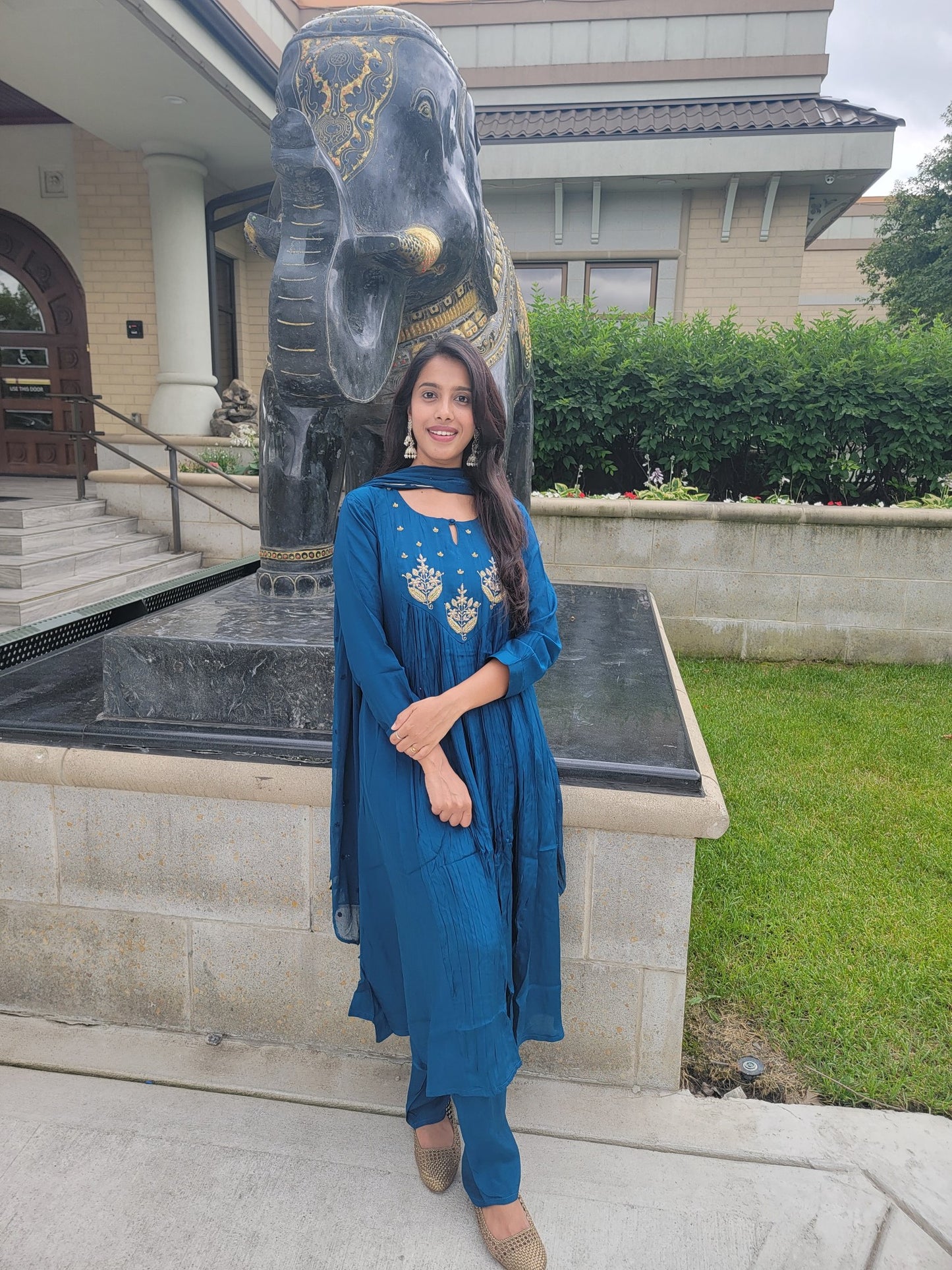 ELECTRIC BLUE MUSLIN ANARKALI