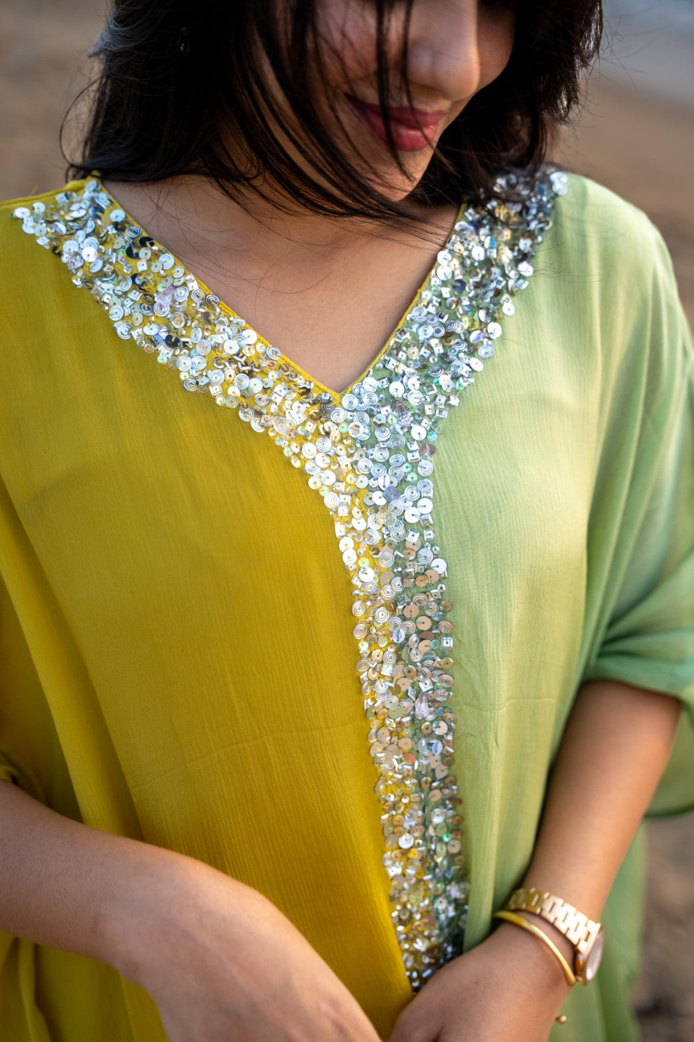 YELLOW & GREEN KAFTAN STYLE