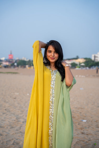 YELLOW & GREEN KAFTAN STYLE