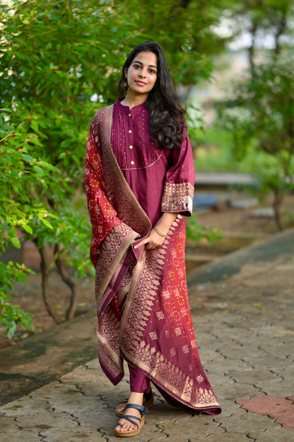 WINE DOLA SILK PREMIUM SUIT