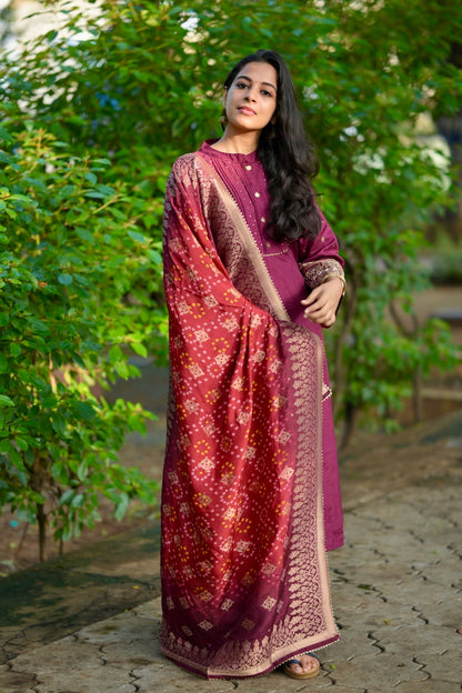 WINE DOLA SILK PREMIUM SUIT