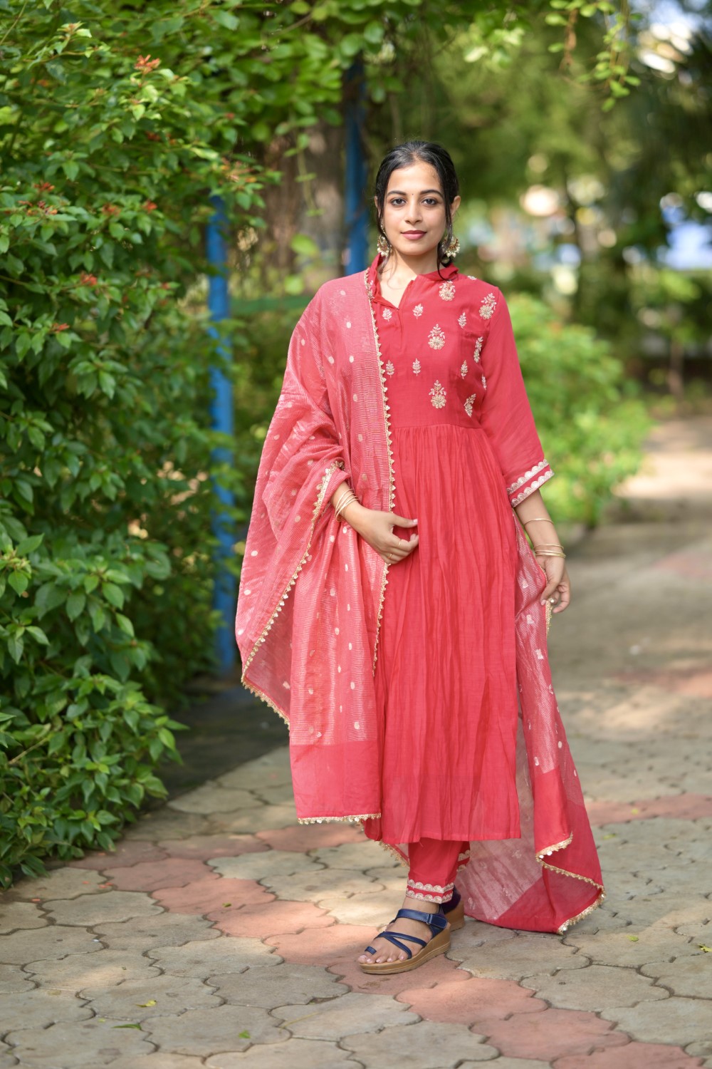 RED MUL CHANDERI SUIT