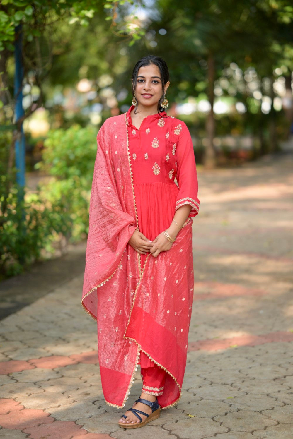 RED MUL CHANDERI SUIT