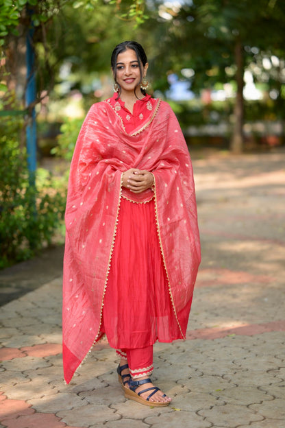 RED MUL CHANDERI SUIT