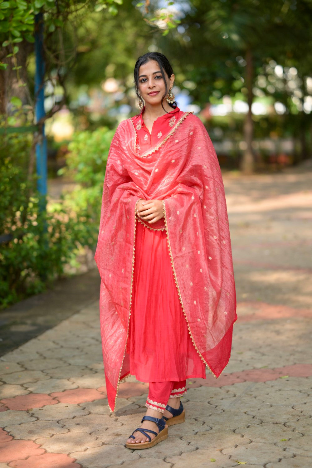 RED MUL CHANDERI SUIT