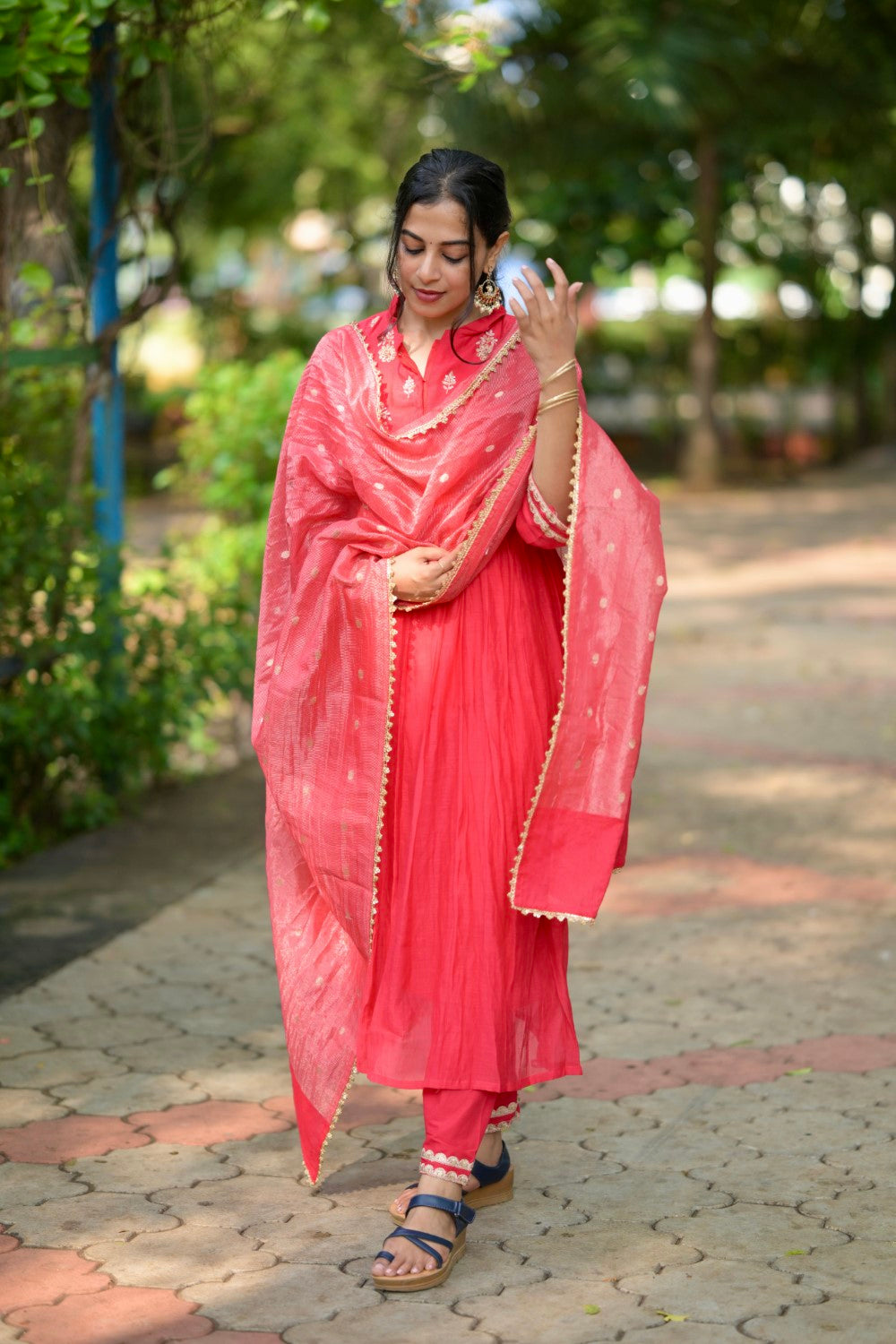 RED MUL CHANDERI SUIT