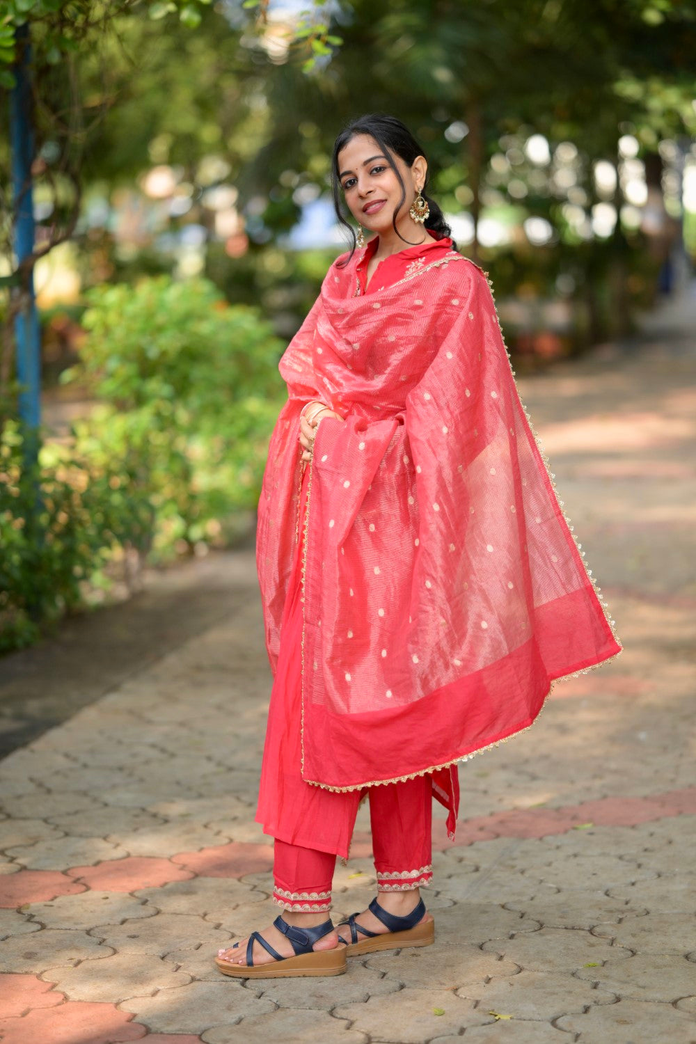 RED MUL CHANDERI SUIT