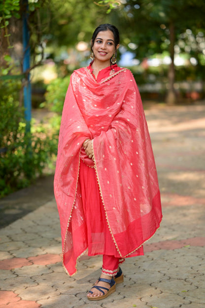 RED MUL CHANDERI SUIT