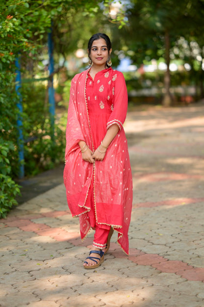 RED MUL CHANDERI SUIT