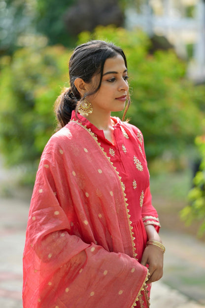 RED MUL CHANDERI SUIT