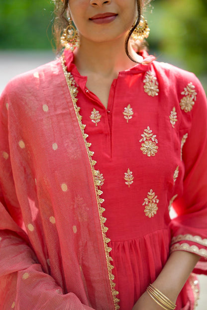 RED MUL CHANDERI SUIT