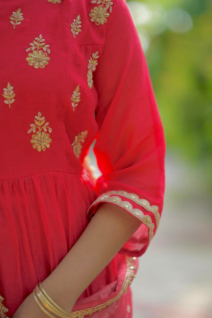 RED MUL CHANDERI SUIT