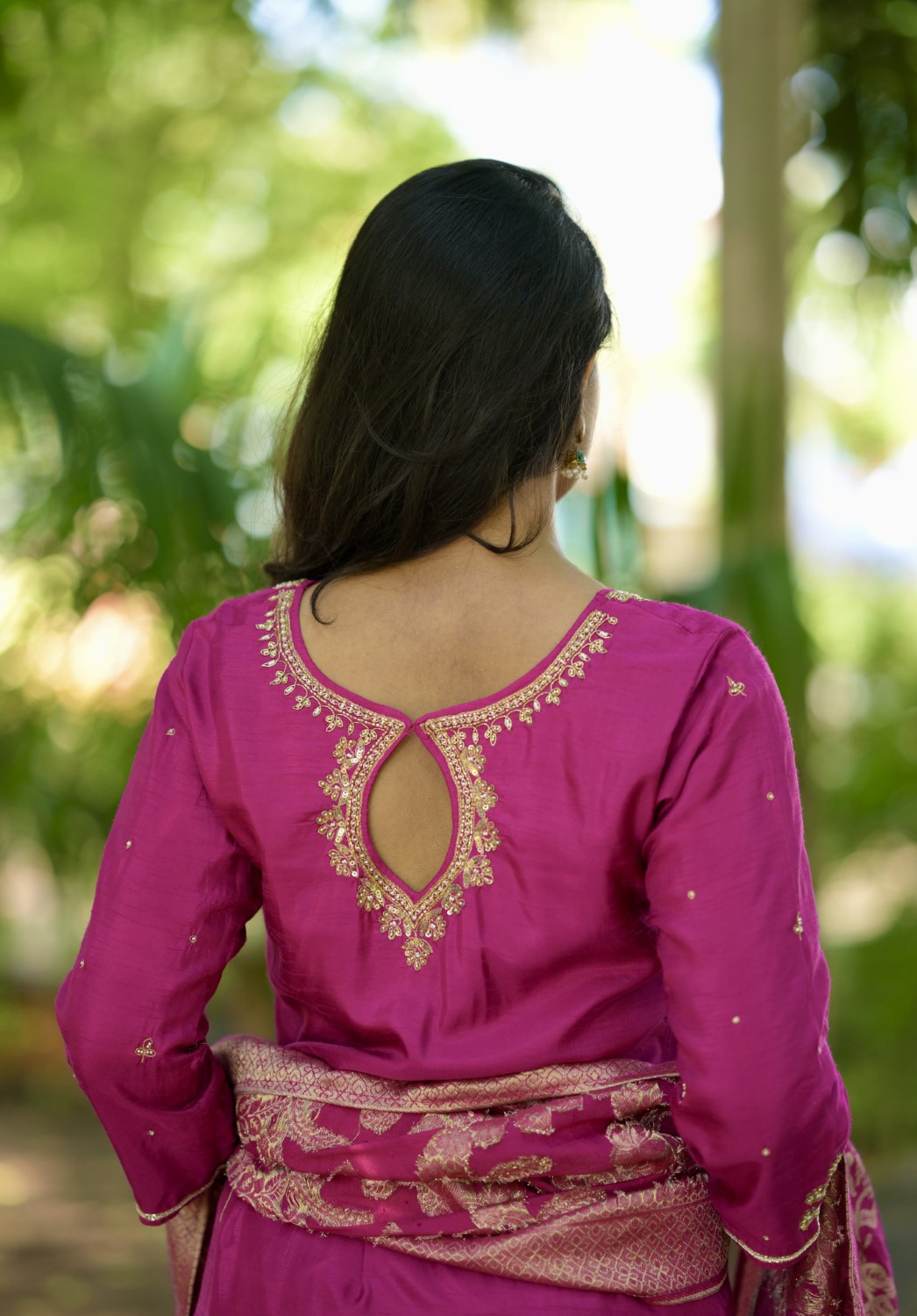 MAGENTA DOLA SILK SUIT