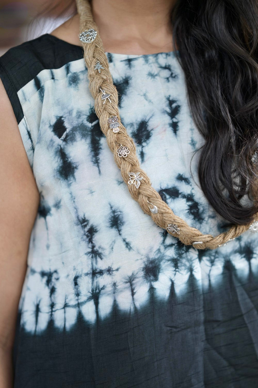 Frontal-Tie Dye Coord with Jute Plait belt