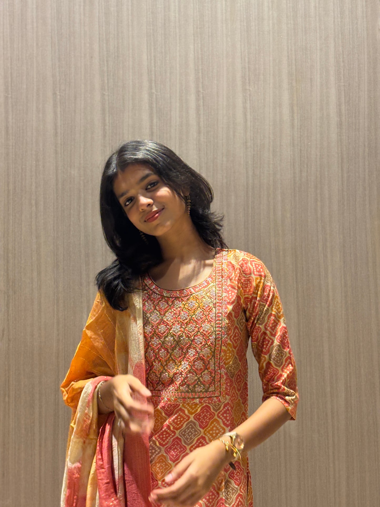 Bandhani Print Kurta Set