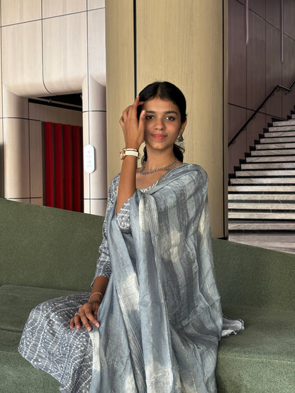 Silver Mist Cotton Kurti Set