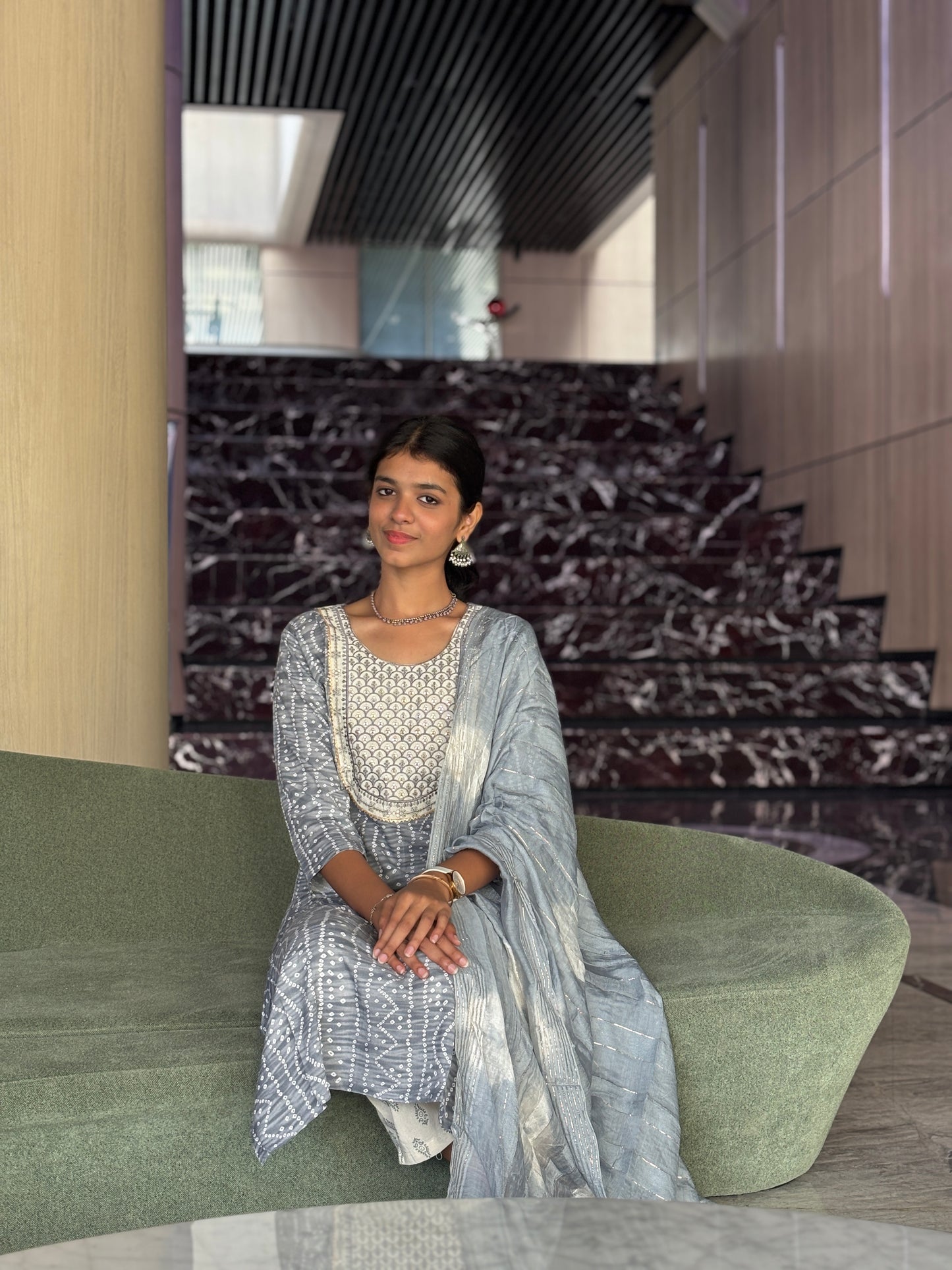 Silver Mist Cotton Kurti Set