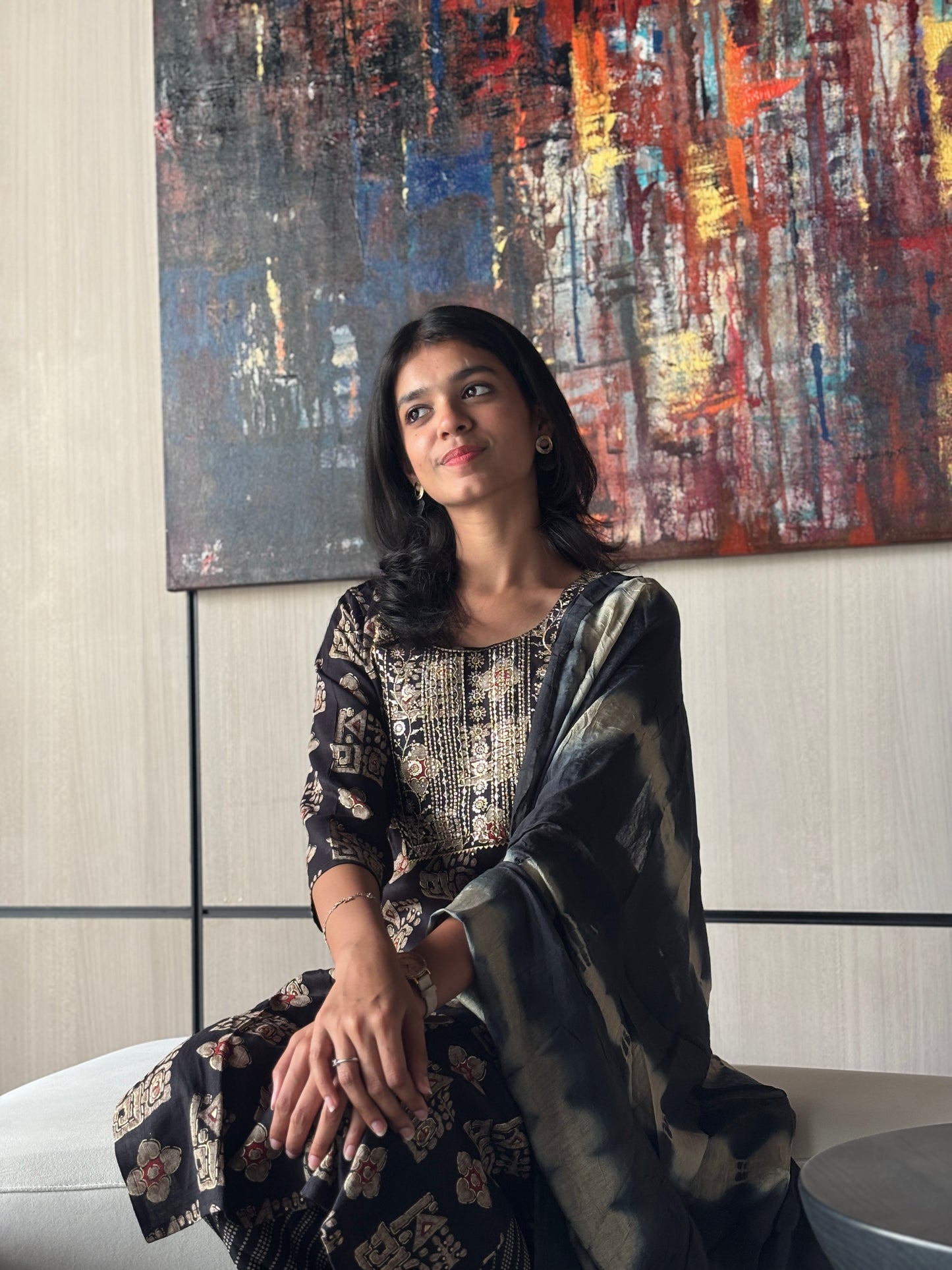 Midnight Muse Cotton Kurti Set