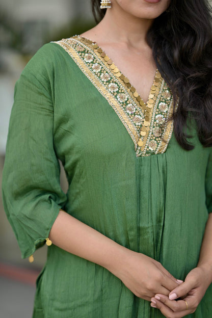 Green Chinnon Harem Suit