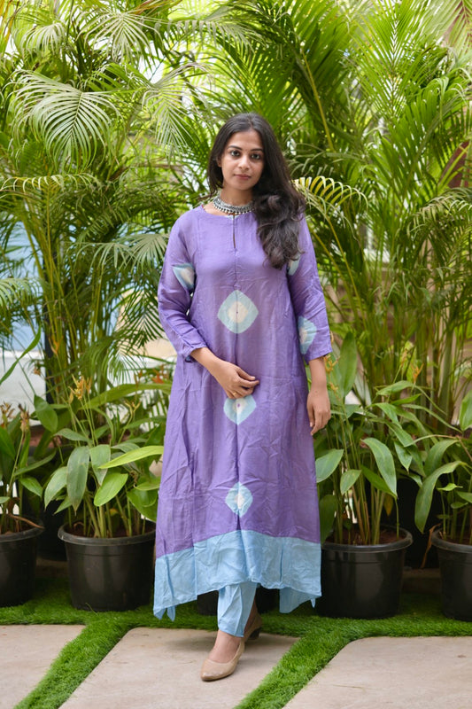 Dual Colour Tie& Dye Kurta Set