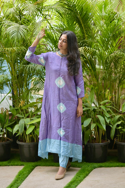 Dual Colour Tie& Dye Kurta Set