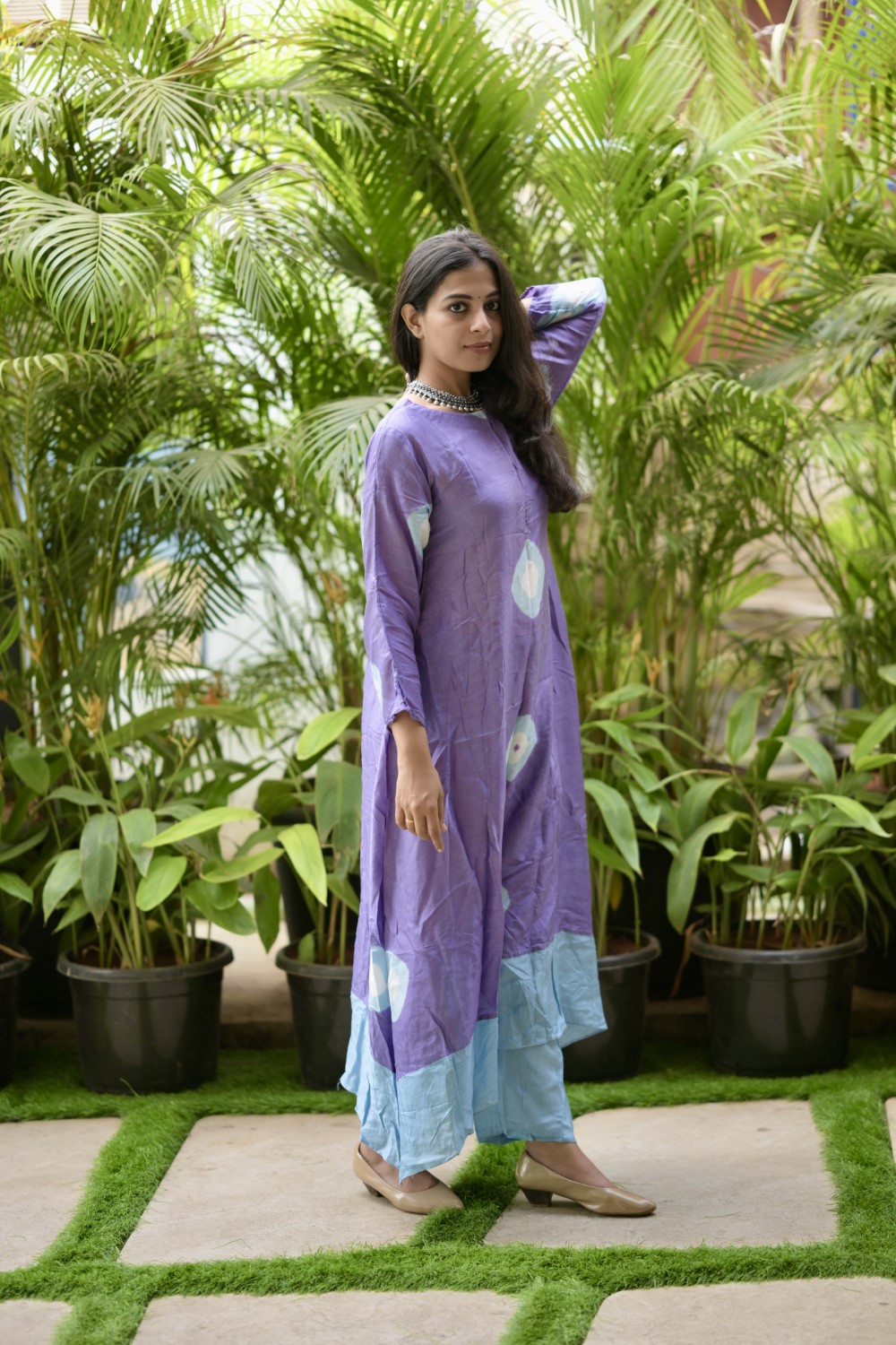 Dual Colour Tie& Dye Kurta Set