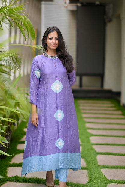 Dual Colour Tie& Dye Kurta Set